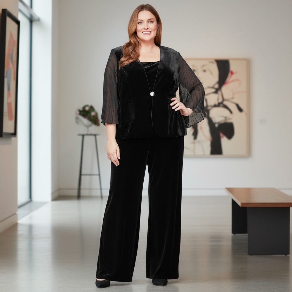 Elegant Alex Evenings 3 Piece Evening Wear Includes Twinset and Pants